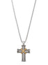 Silver And Gold-Tone Metal Crystal Cross Pendant Adjustable Lobster Claw Closure Necklaces