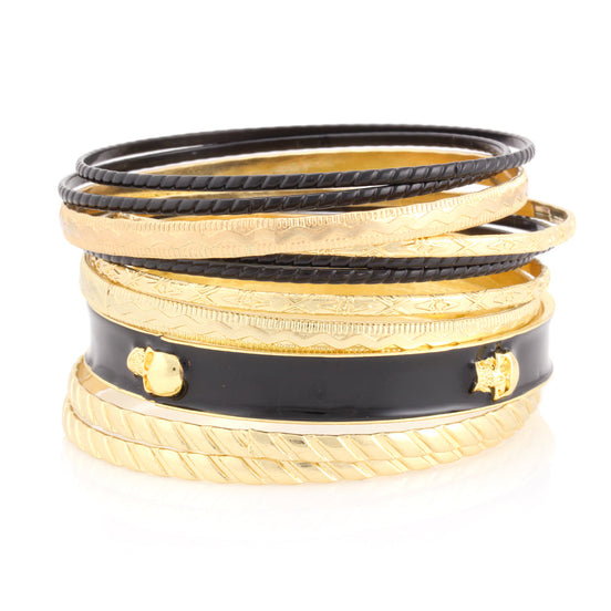 Gold And Black Set Of 11 Bangles