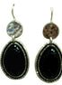 Black oval earrings with silver outline
