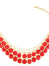 Gold-Tione Red 2 Row Acrylic Beads Bracelets