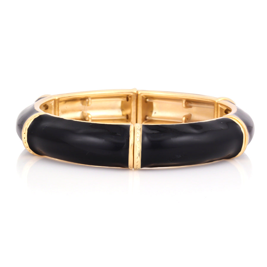 Gold Plated Black Hinged Bracelet