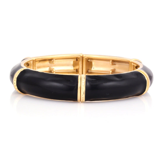 Gold Plated Black Hinged Bracelet