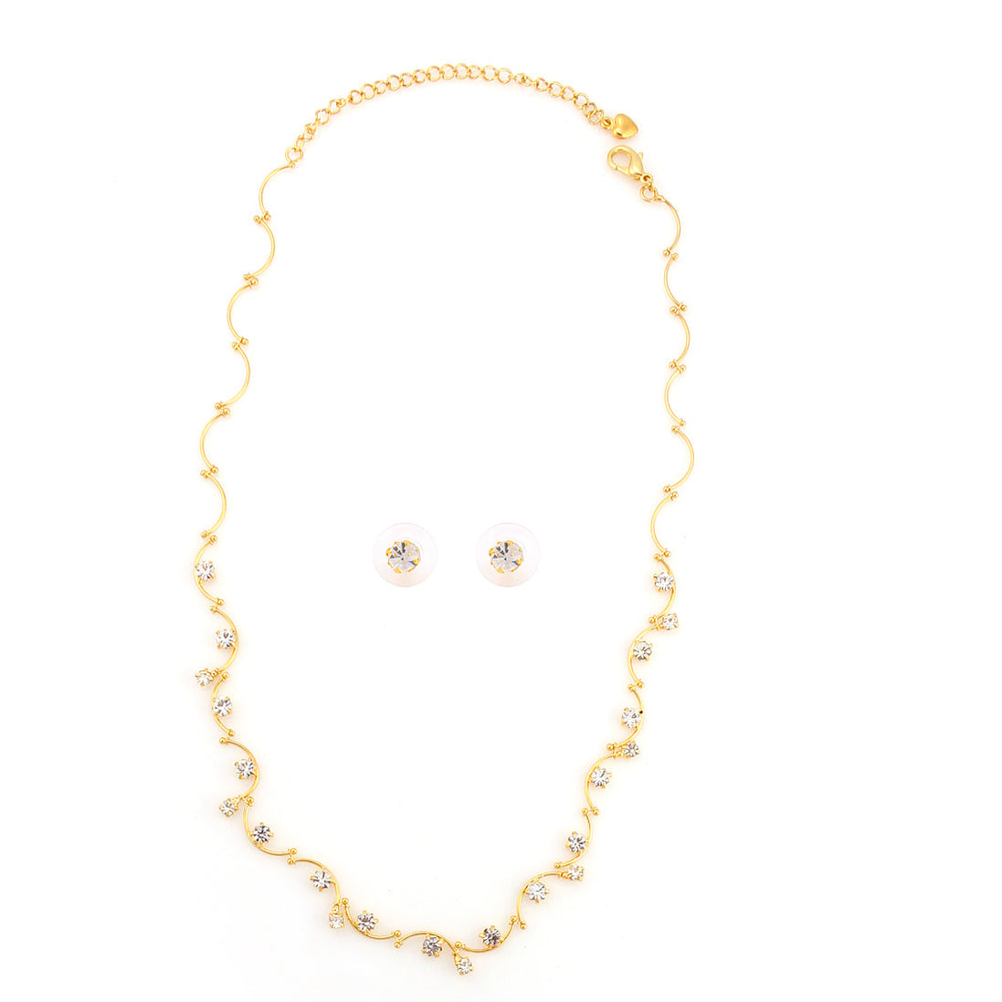 Gold-Tone Metal Crystal Neckalace And Earring Set