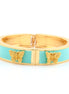 Gold-Tone Metal Mint Enamel Butterfly Hinged Bracelets