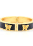 Gold-Tone Metal Black Enamel Butterfly Hinged Bracelets