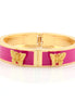 Gold-Tone Metal Fuchsia Enamel Butterfly Hinged Bracelets