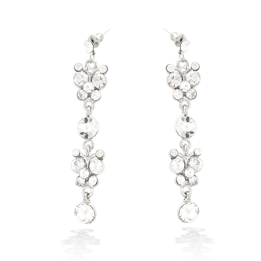 Silver Tone Crystal Earrings