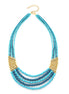 Gold-Tone Blue And Gold Bead Necklace