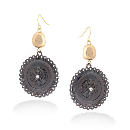 Gold-Hematite Round Earrings