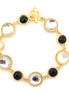 Gold-Tone Metal Black And White Crystal Bracelets