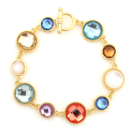 Gold-Tone Metal Multi Color Crystal Bracelets
