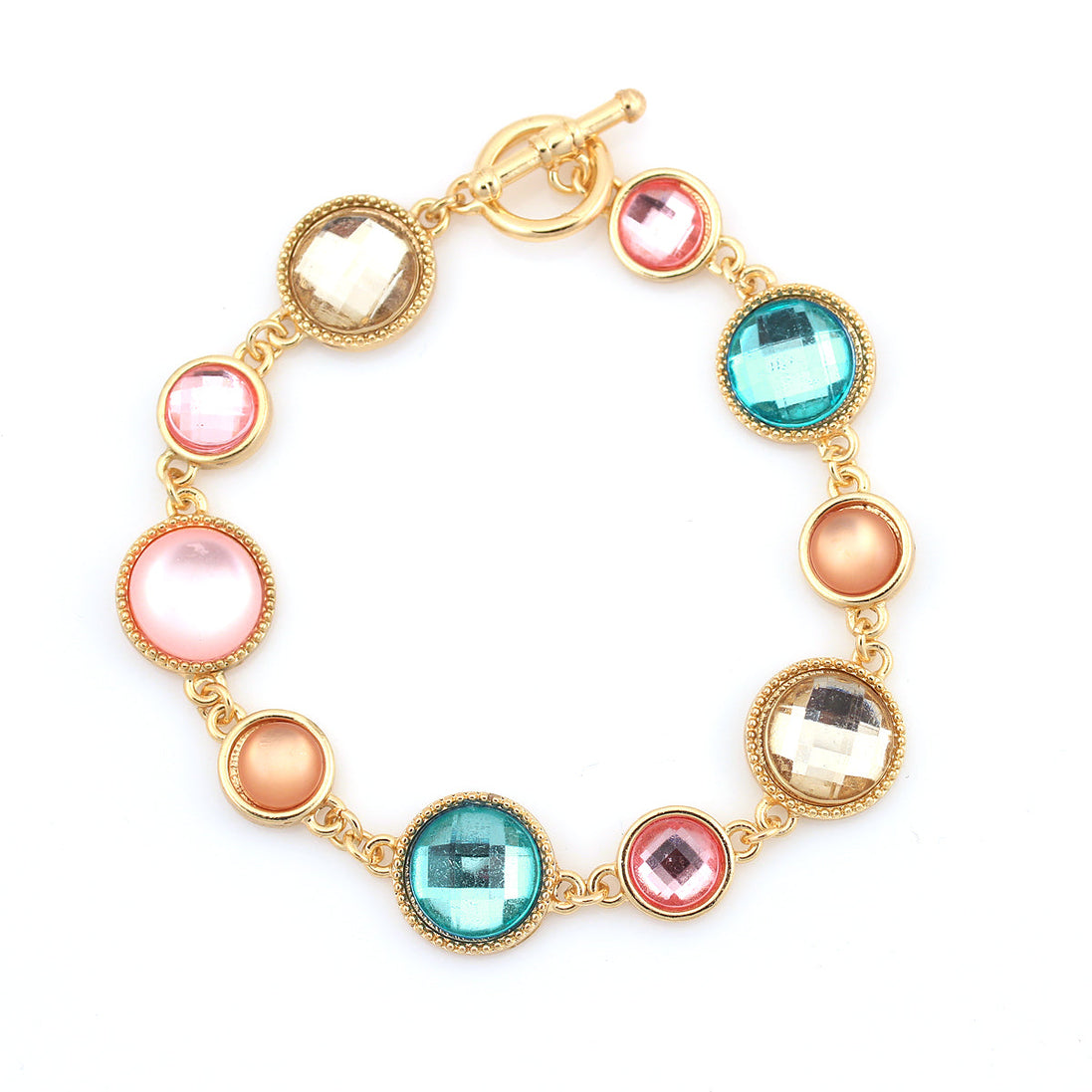 Gold-Tone Metal Multi Color Crystal Bracelets