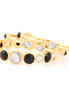 Gold-Tone Metal Black And White Crystal Set Of 3 Bangles