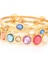Gold-Tone Metal Multi Color Crystal Set Of 3 Bangles
