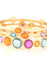Gold-Tone Metal Multi Color Crystal Set Of 3 Bangles