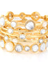 Gold-Tone Metal White Crystal Set Of 5 Bangles