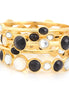Gold-Tone Metal Black And White Crystal Set Of 5 Bangles