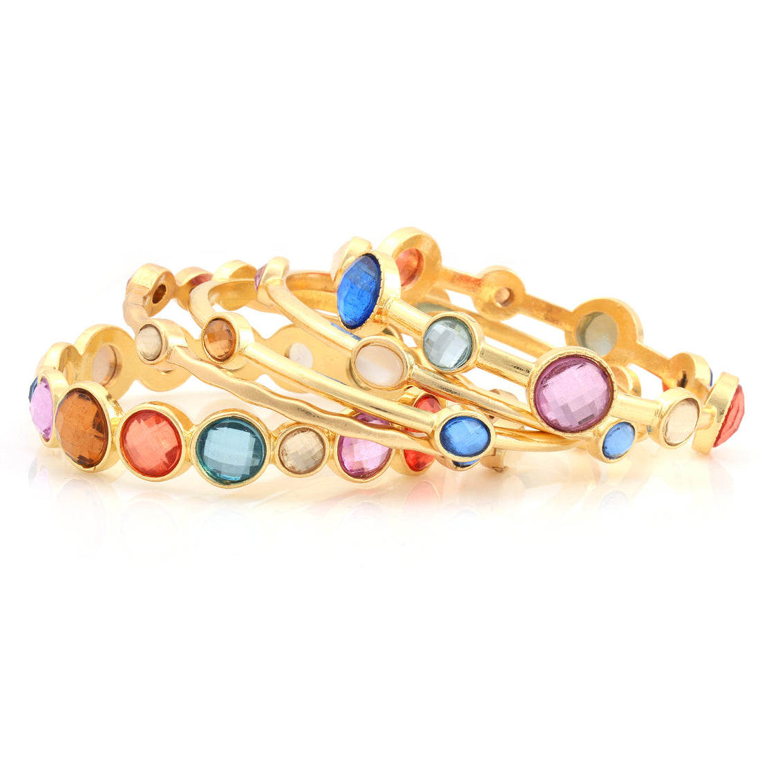 MULTI COLOR CRYSTAL BANGLE #HNB80613 GLD MLT (031314-83)