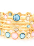 Gold-Tone Metal Multi Color Crystal Set Of 5 Bangles