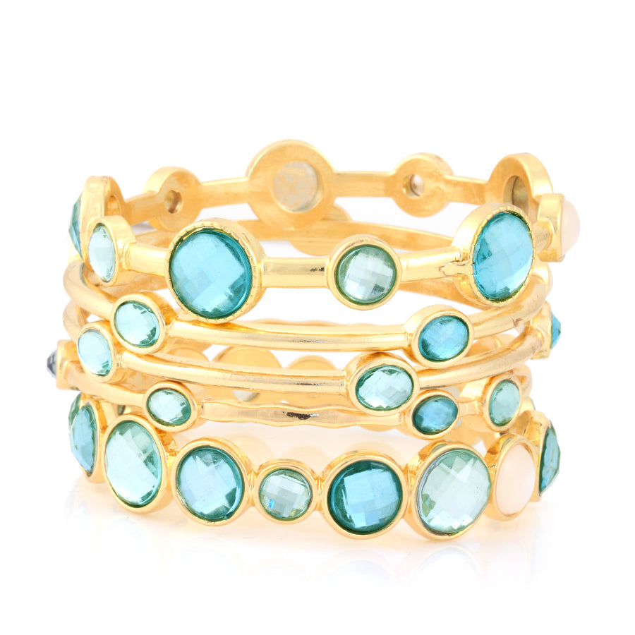 Gold-Tone Metal Mint Crystal Set Of 5 Bangles