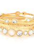 Gold-Tone Metal White Crystal Set Of 6 Bangles