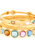 Gold-Tone Metal Multi Color Crystal Set Of 6 Bangles