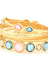 Gold-Tone Metal Multi Color Crystal Set Of 6 Bangles