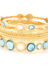 Gold-Tone Mint And Cream Crystal Set Of 6 Bangles