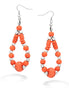Silver-Tone Coral Beads Tear Drop Earrings