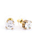 Gold-Tone Round White Crystal Earrings