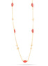 Gold-Tone Metal Coral Color Stone Necklace