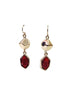 Red and gold pentagon shaped earrings