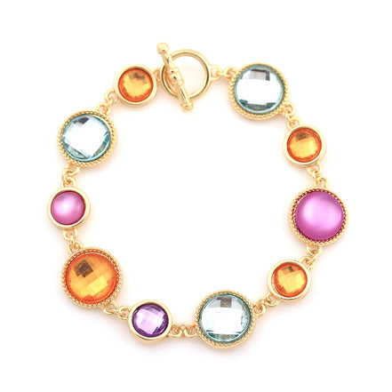 Gold-Tone Metal Multi Color Crystal Bracelets