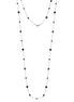 Black-Metal Chain With Black Faceted Long Necklace