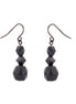 Rhodium-Tone Metal Black Beads Earrings