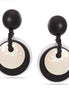 Black Wood And White Mother Of Pearl Circle Stud Earrings