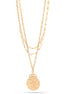 Gold Matte Finished Cross Pearl 3 Layered Necklace