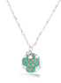 Silver-Tone Metal White Pearl Turquoise Cross Pendant Necklace