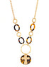 Gold Matte- Tone Metal Cross Tortoise Shell  Adjustable Lobster Claw Closure Necklace 