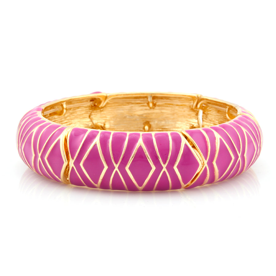 Gold-Tone Fuchsia Enamel Stretch Bracelets
