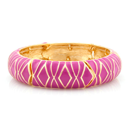 Gold-Tone Fuchsia Enamel Stretch Bracelets