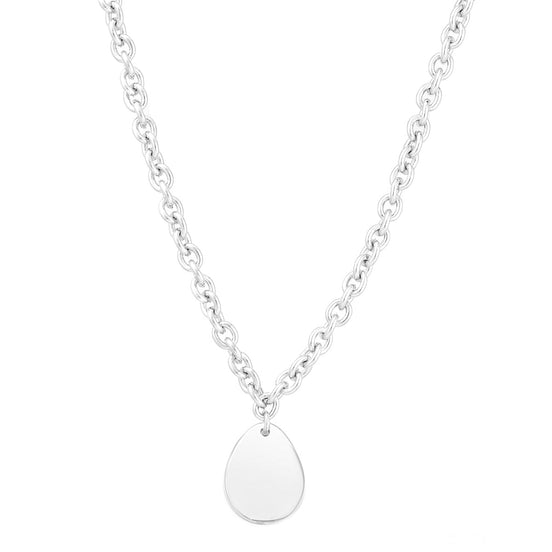 Silver-Tone Tear Drop Chain Necklace