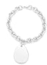 Silver-Tone Shiny Teardrop Shape Plate Chain Bracelet