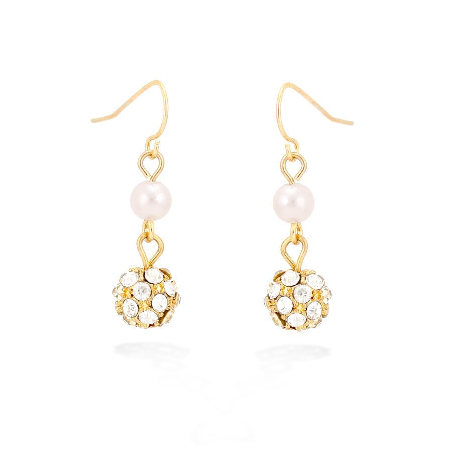 Gold-Tone Crystal Pearl Earrings