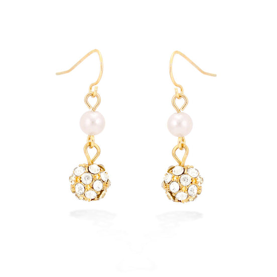 Gold-Tone Crystal Pearl Earrings