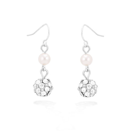 Silver-Tone  Crystal Pearl Earrings