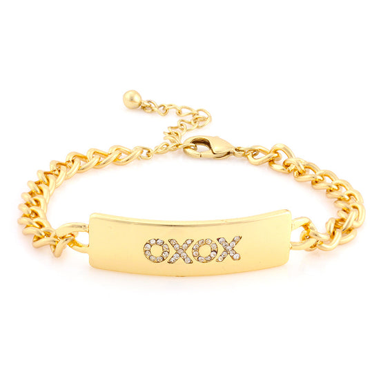 Gold-Tone Metal Rectangle Crystal Bracelets