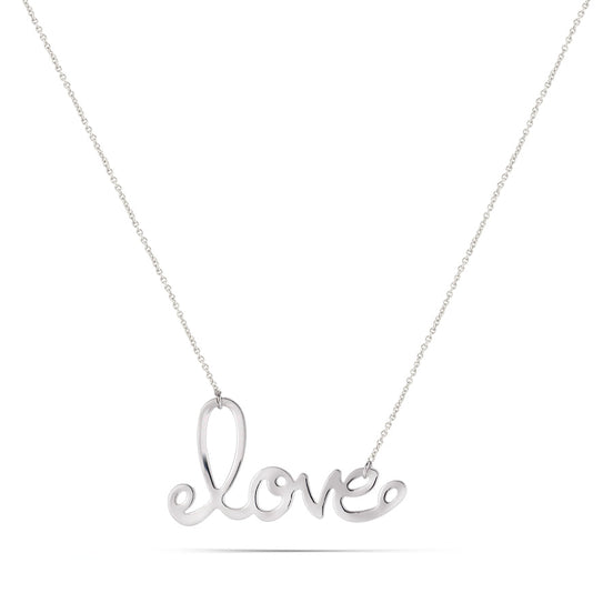 Rhodium-Tone Metal Love Necklace