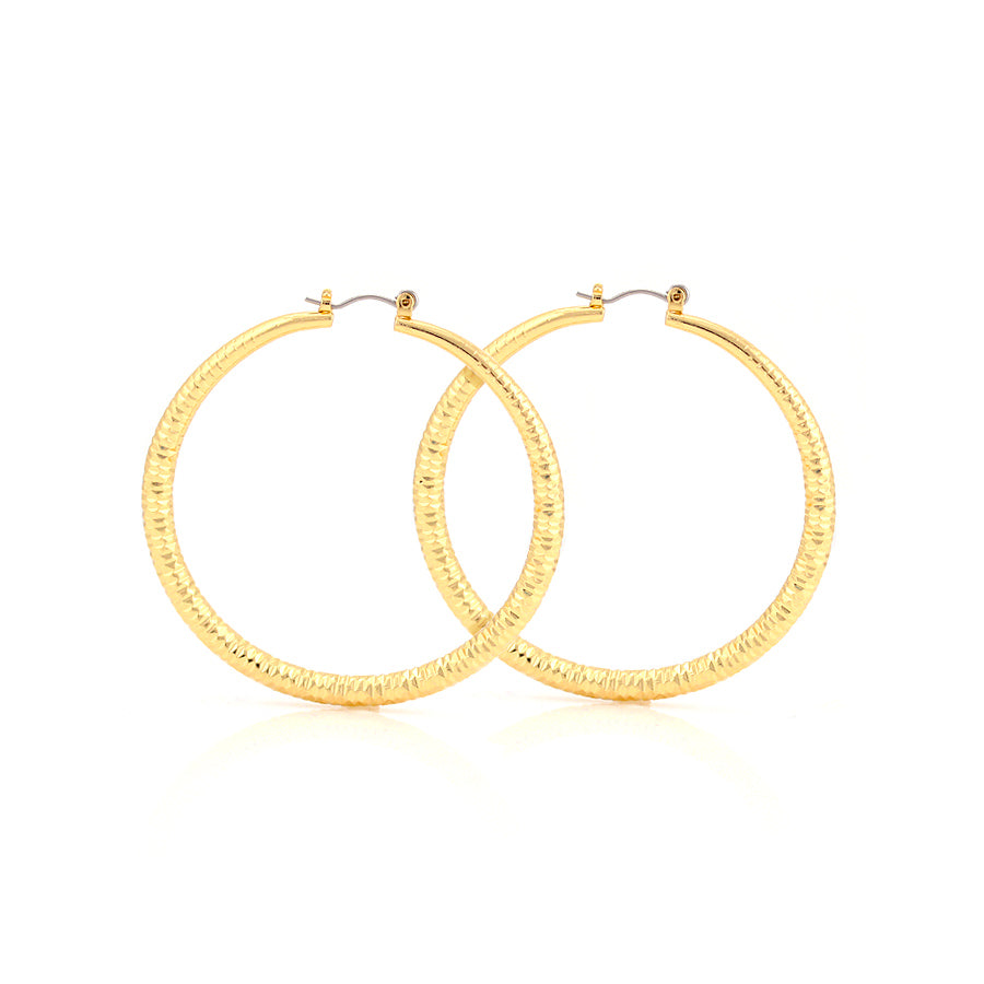 Gold-Tone Steel Post Hoop Earrings