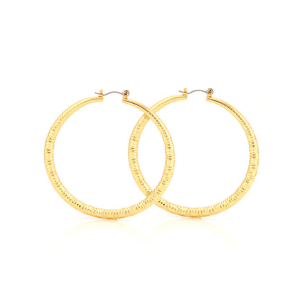 Gold-Tone Steel Post Hoop Earrings